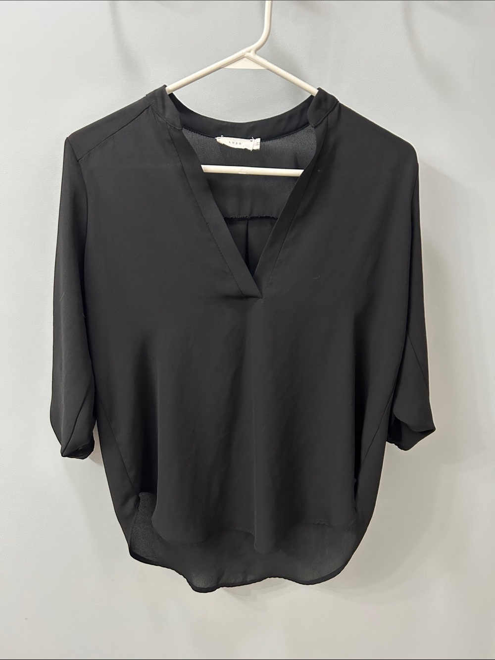 Lush Black Split-Neck Dolman Blouse